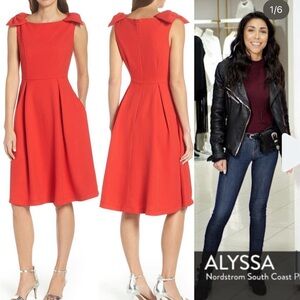 1901 Bow Shoulder Red Dress